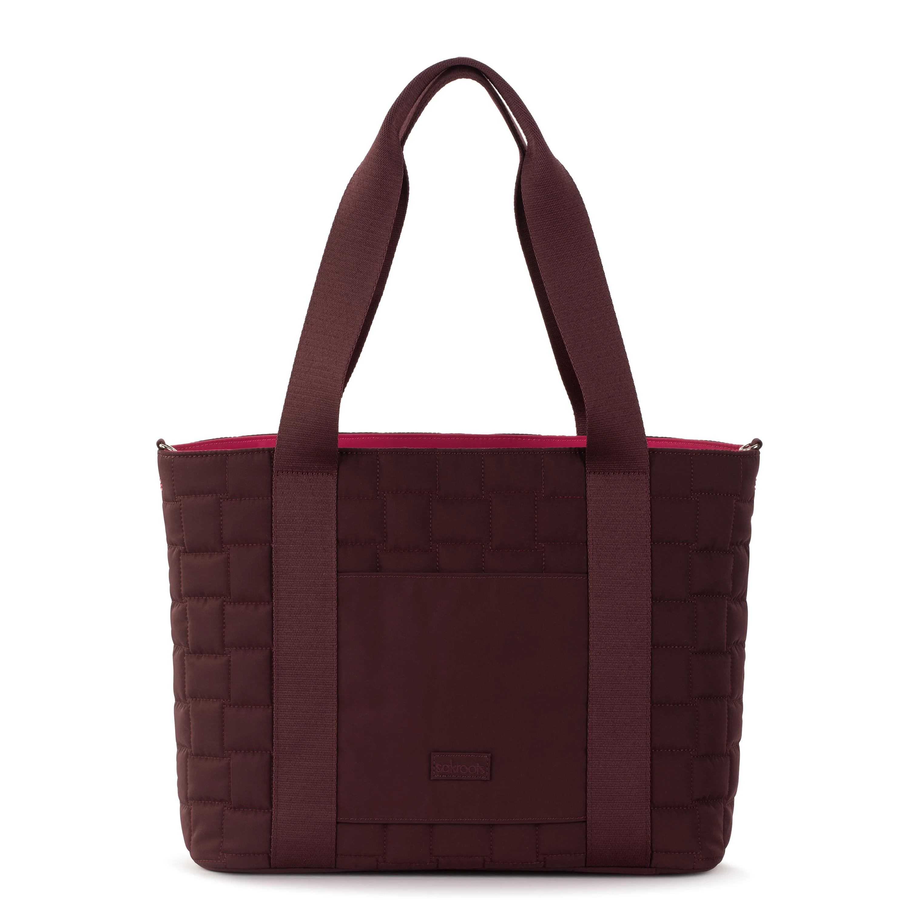 Arlo Large Tote - EcoTwill - Black Cherry Woven Quilted - Image 5