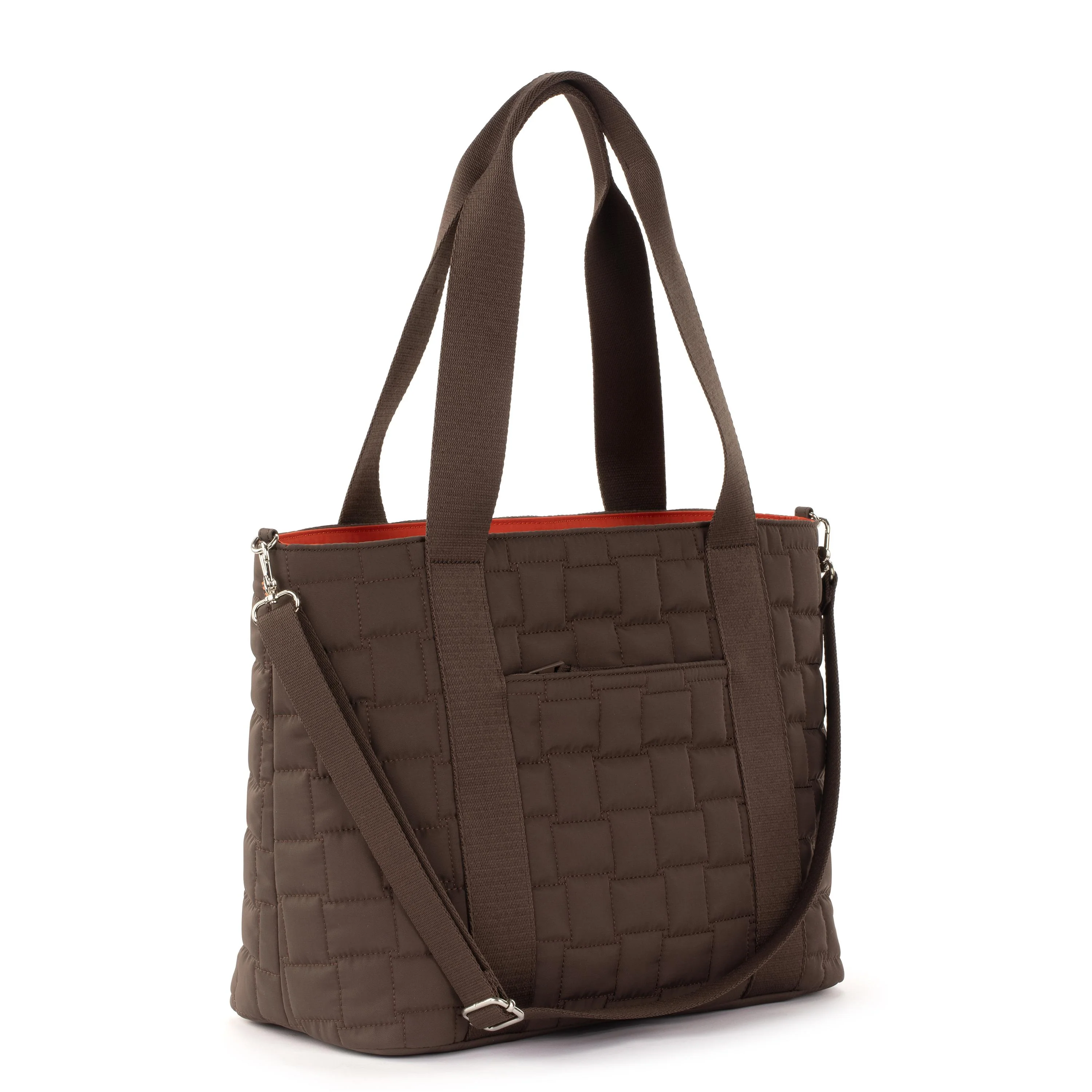 Arlo Large Tote - EcoTwill - Mahogany Woven Quilted - Image 3