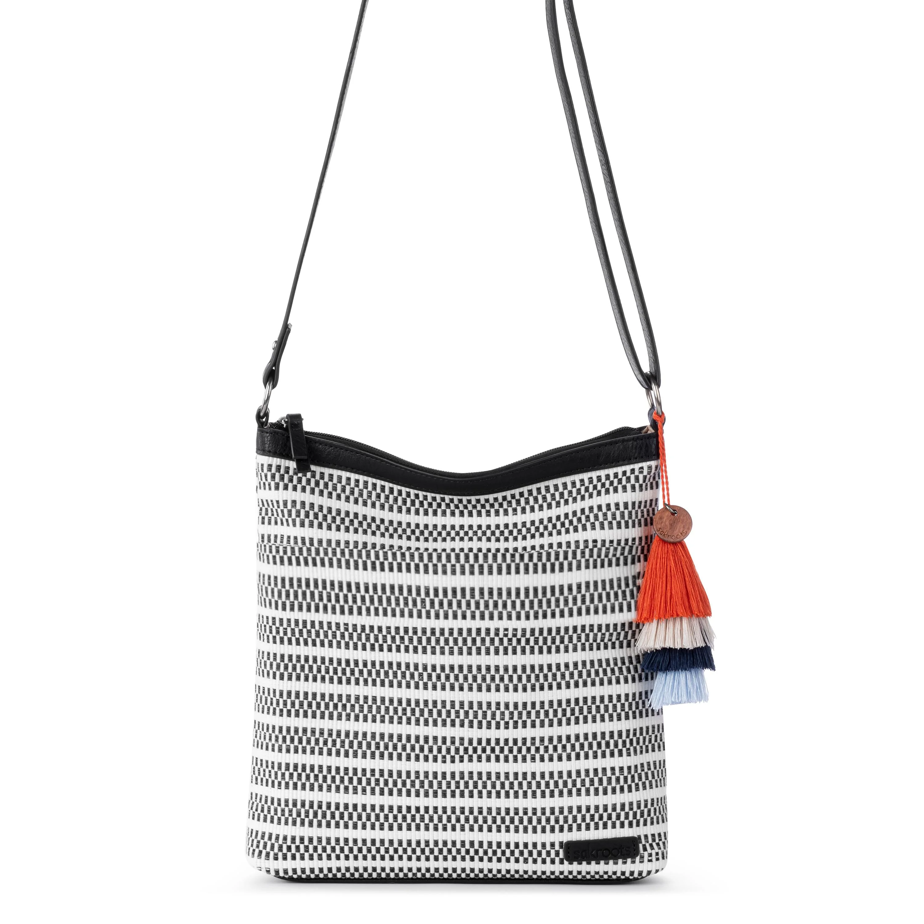 Banyan Basic Crossbody - Straw - Black and White Woven - Image 2
