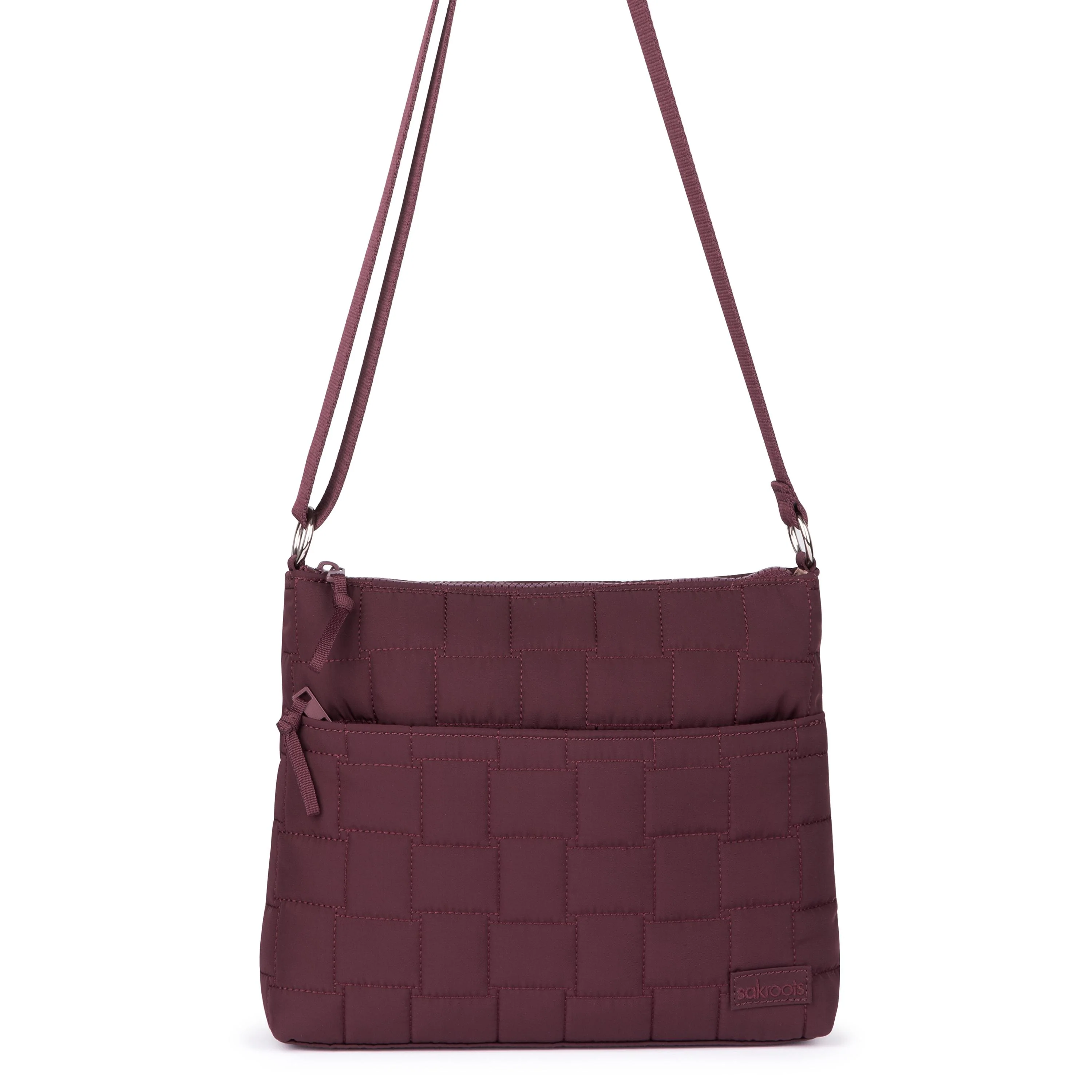Basic Crossbody - EcoTwill - Black Cherry Woven Quilted - Image 2