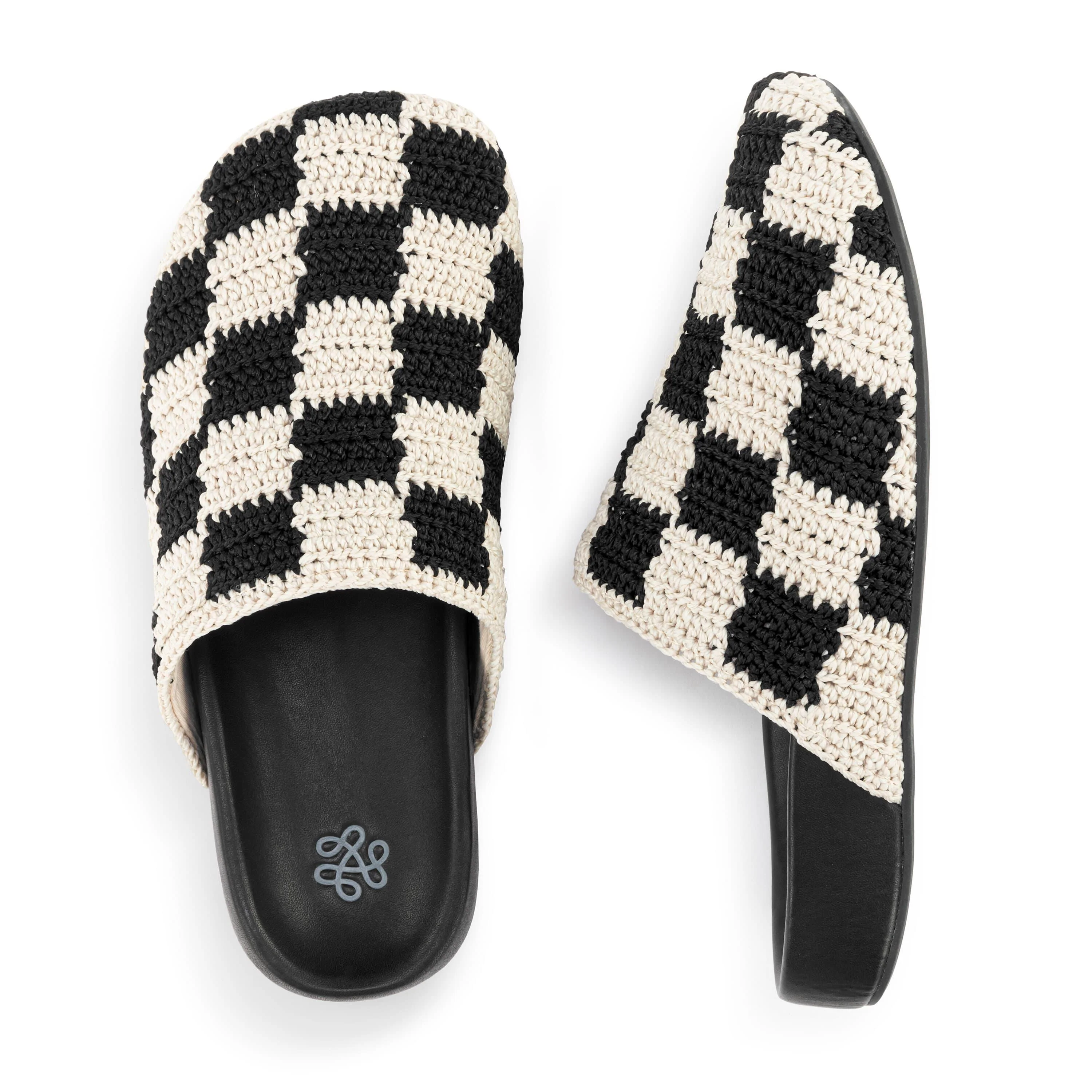 Bolinas Clog - Hand Crochet - Black Check - Image 5