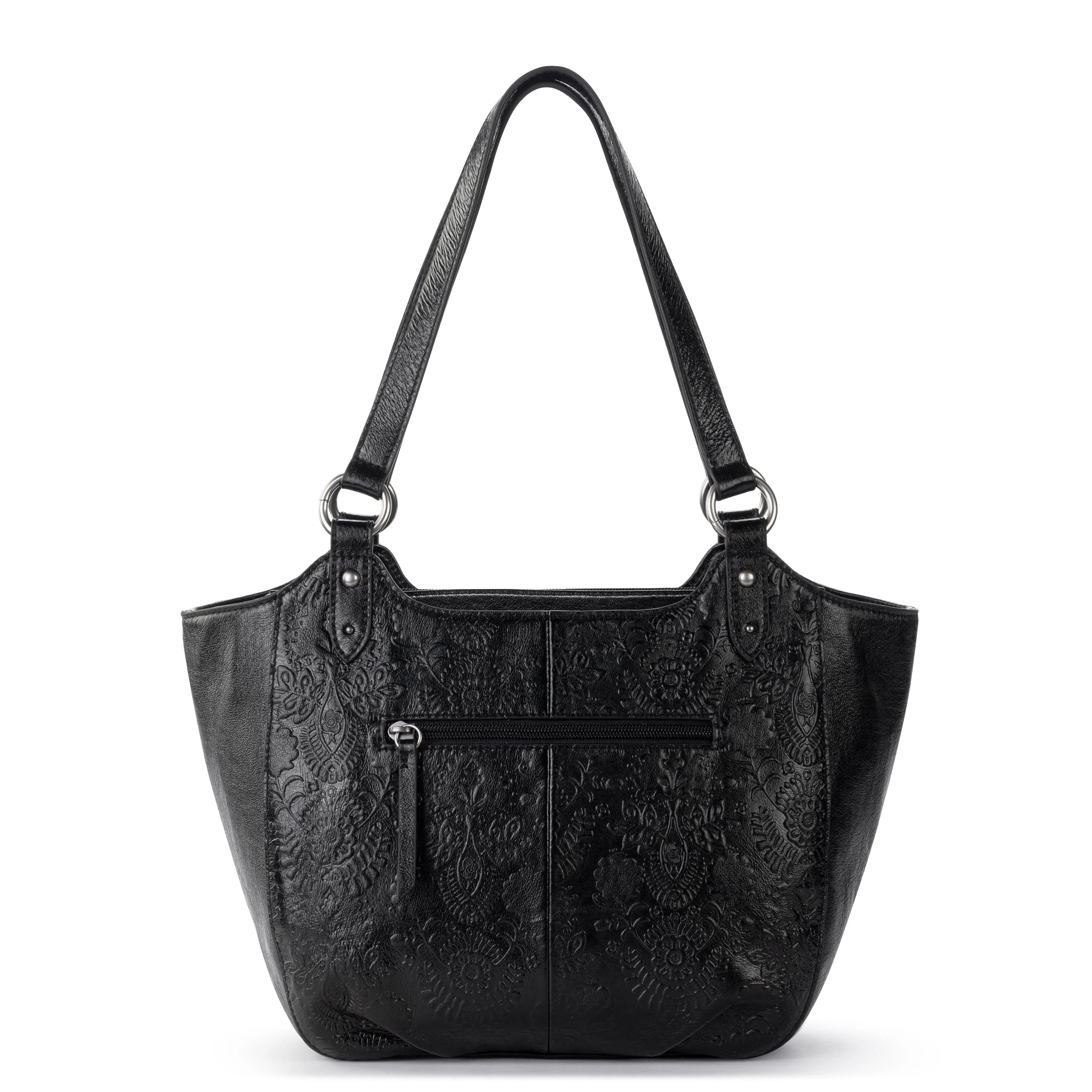 Bolinas Satchel - Leather - Black Floral Embossed - Image 5