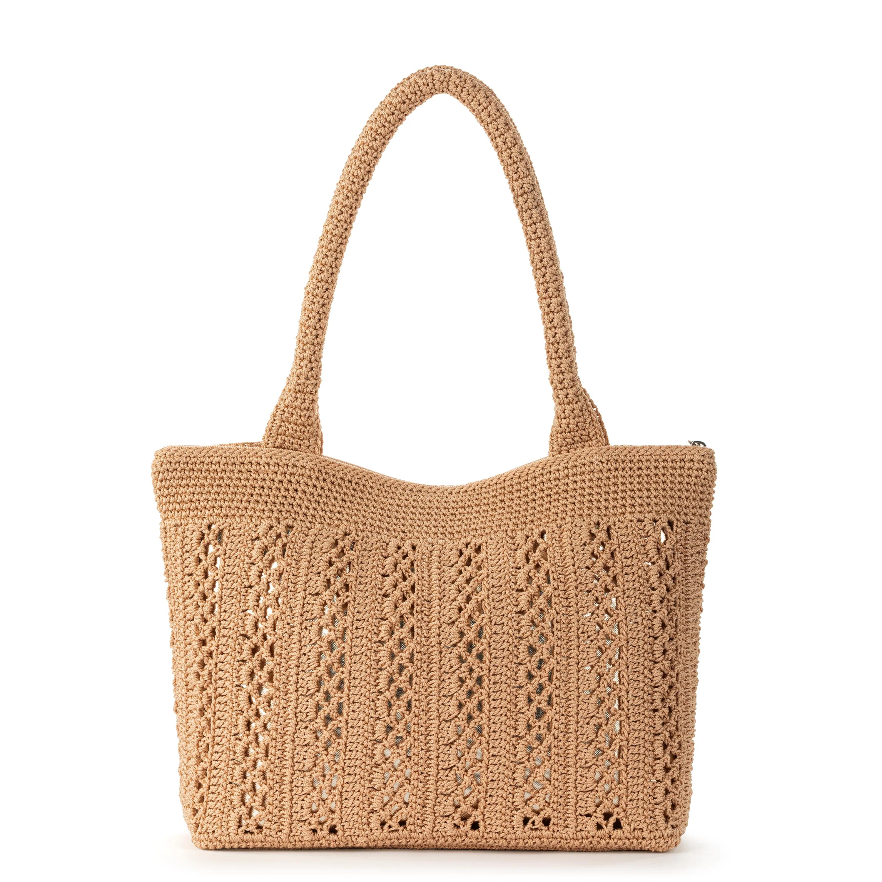 Crafted Classic Carryall - Hand Crochet - Bamboo With Gold - Image 5