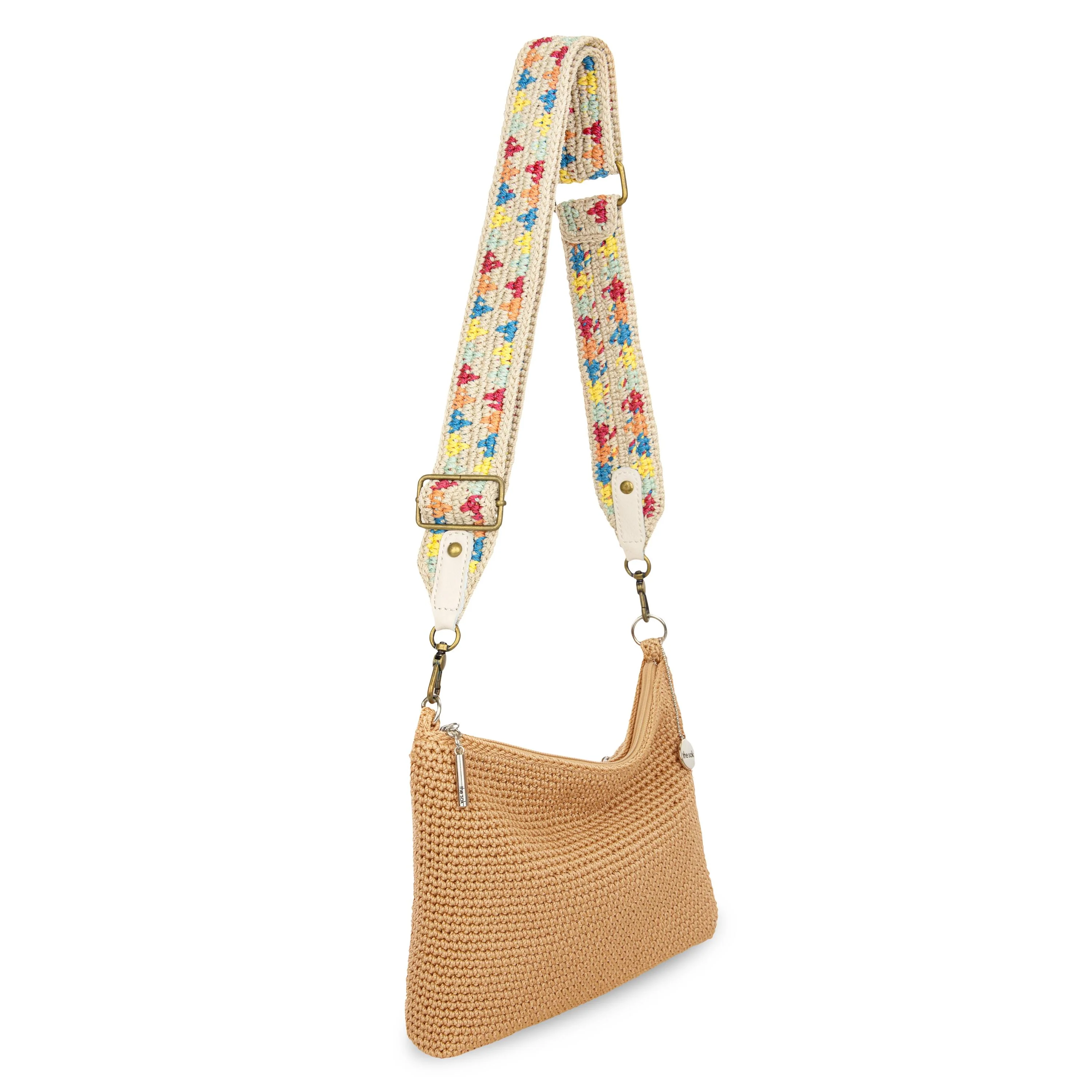 Crochet Crossbody Strap - Hand Crochet - Ecru Multi Triangles - Image 3