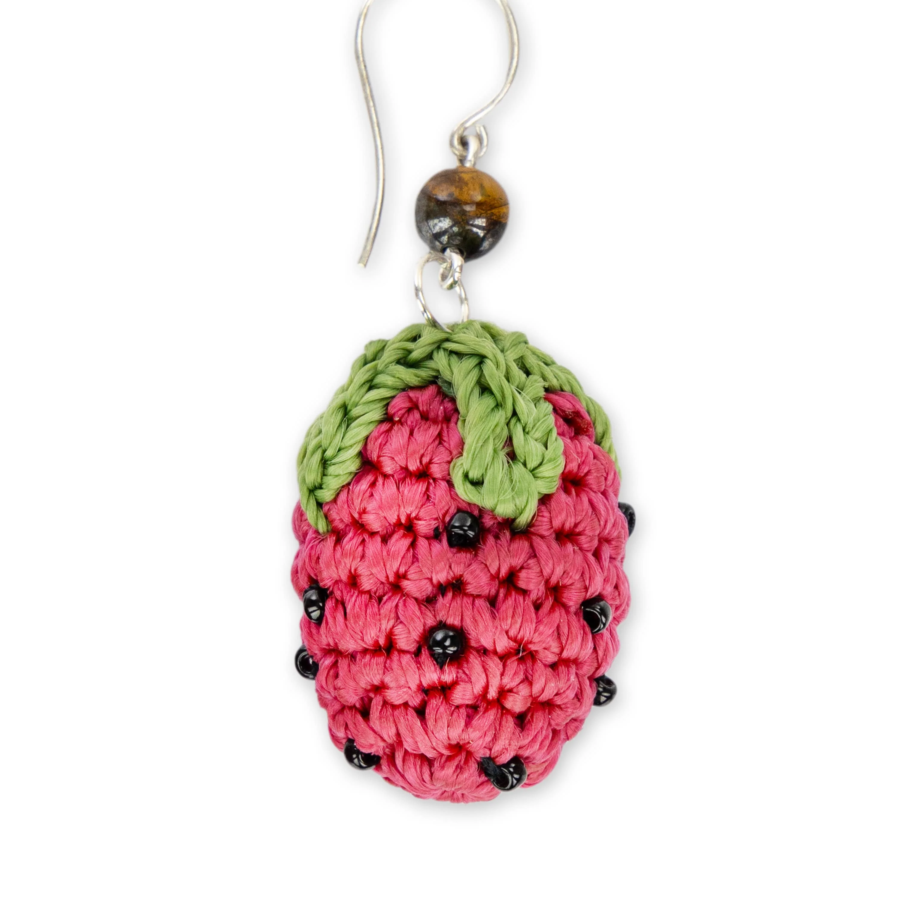 Cyrus Charm Earrings - Hand Crochet - Strawberry - Image 4