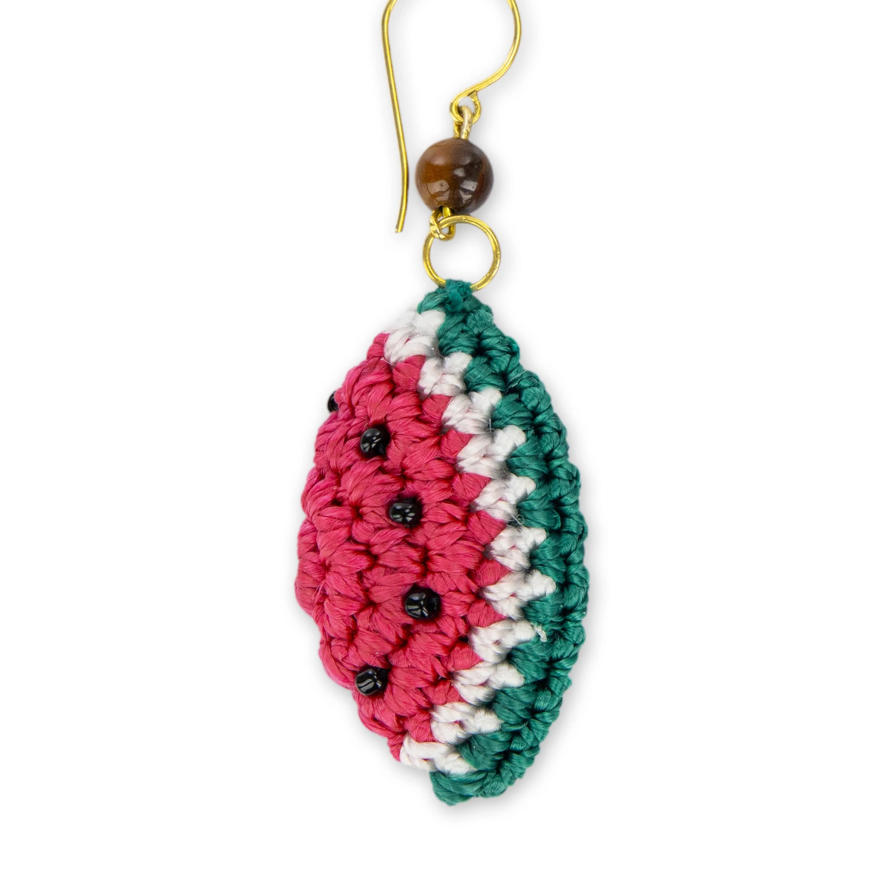 Cyrus Charm Earrings - Hand Crochet - Watermelon - Image 4