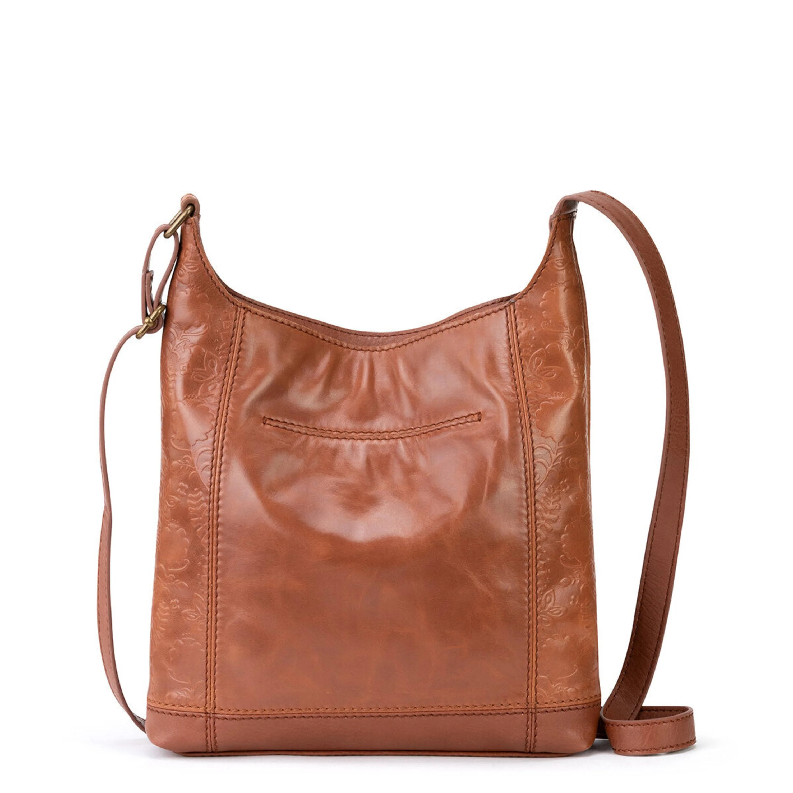 De Young Crossbody - Leather - Tobacco Floral Embossed - Image 5