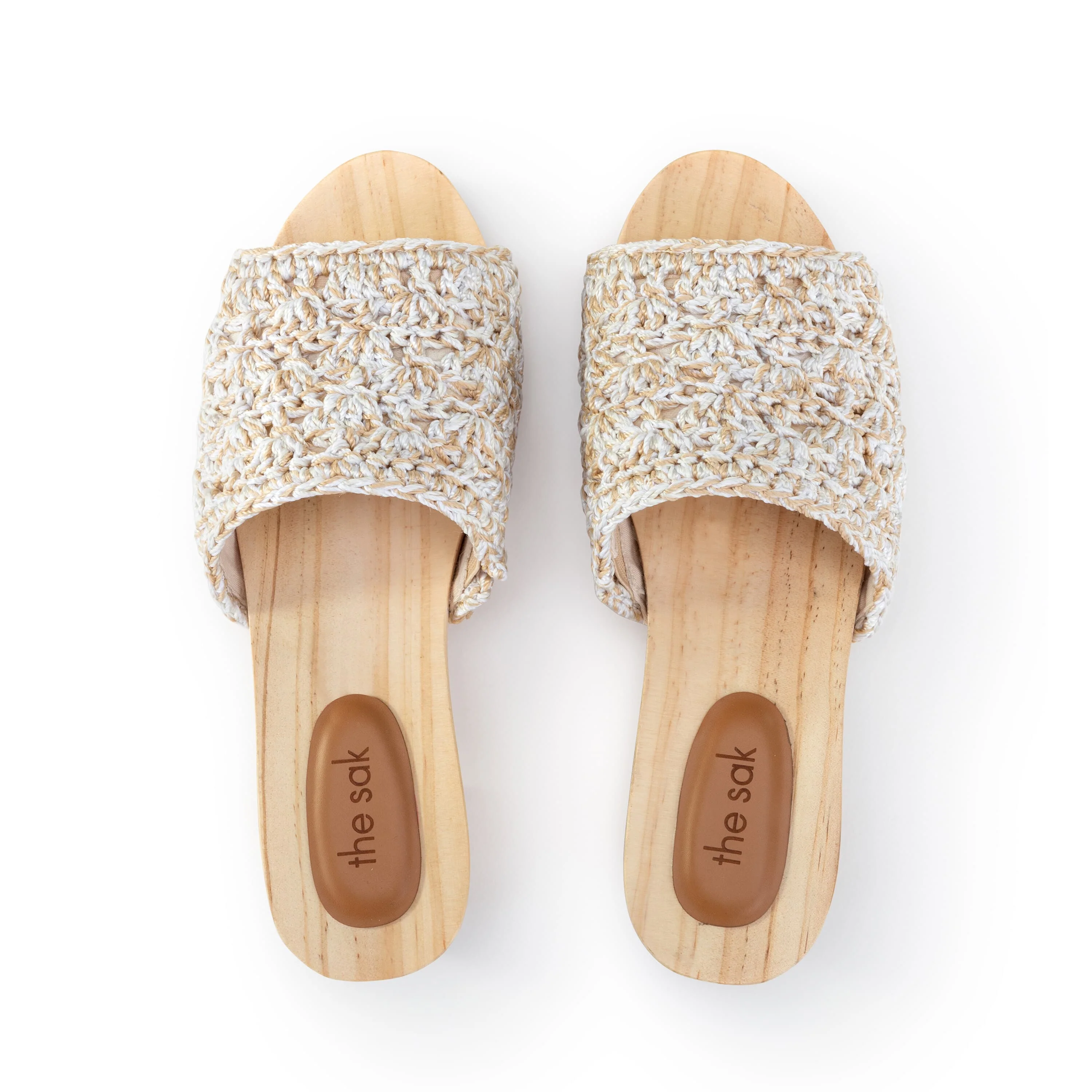 Ella Clog Sandal - Hand Crochet - Natural Static Shell