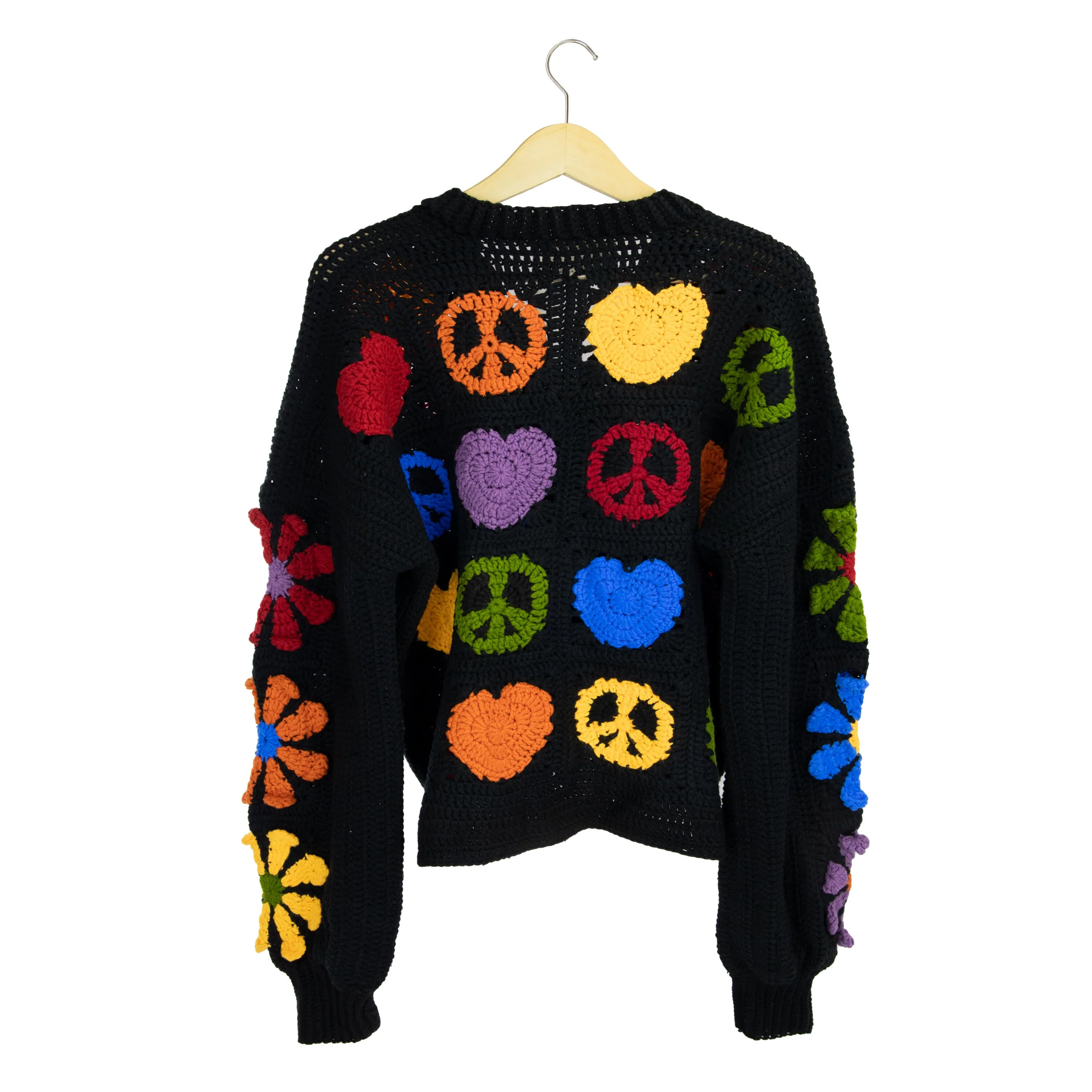 Haven Oversized Cardigan - Hand Crochet - Black Peace and Love - Image 6