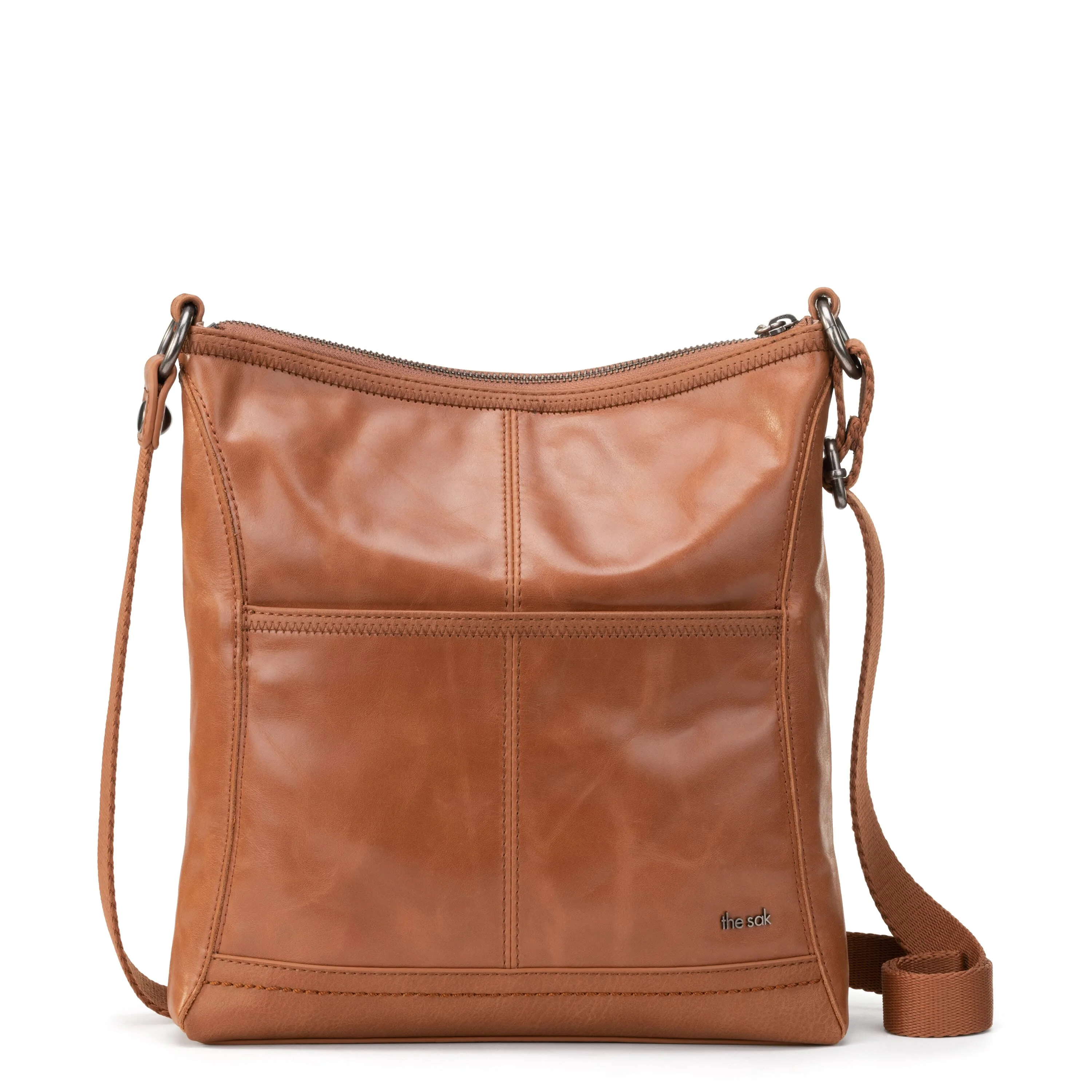 Iris Crossbody - Leather - Tobacco Floral Embossed - Image 5