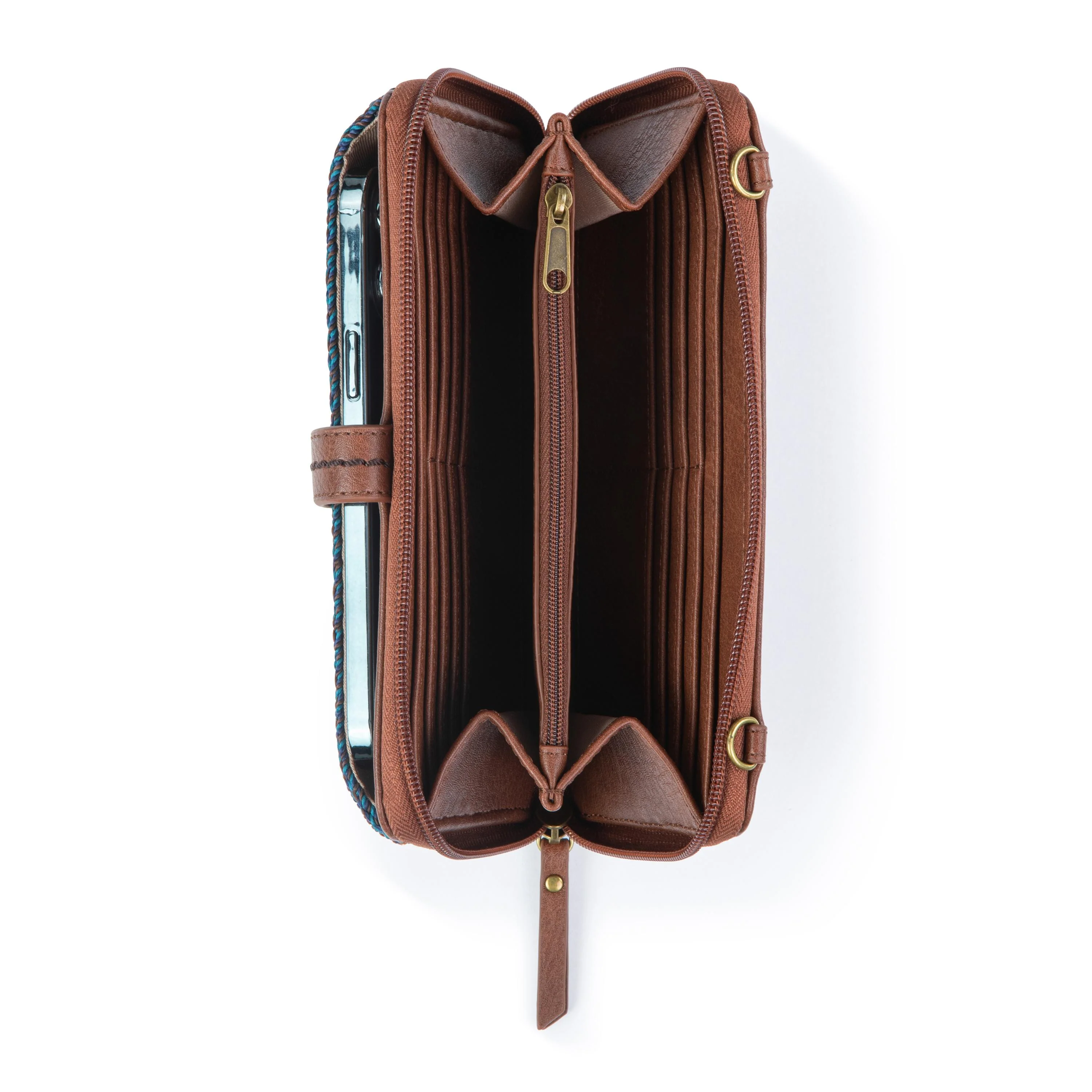 Iris Smartphone Wallet - Hand Crochet - Woodland Stripe - Image 4