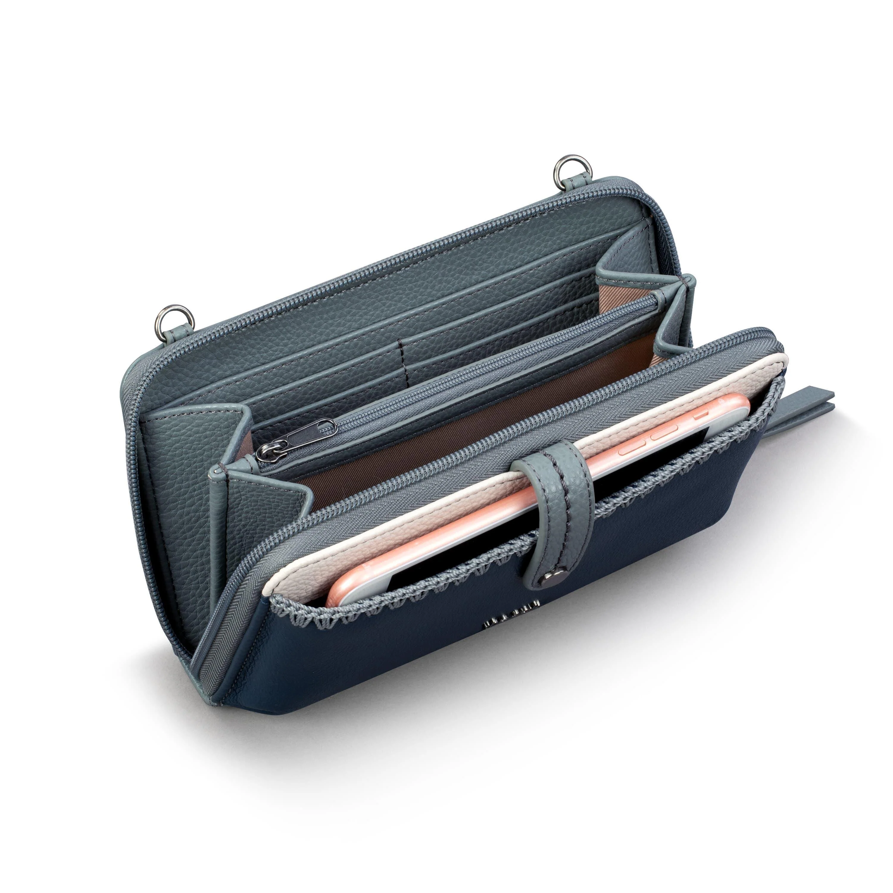 Iris Smartphone Wallet - Leather - Dusty Blue Block - Image 4