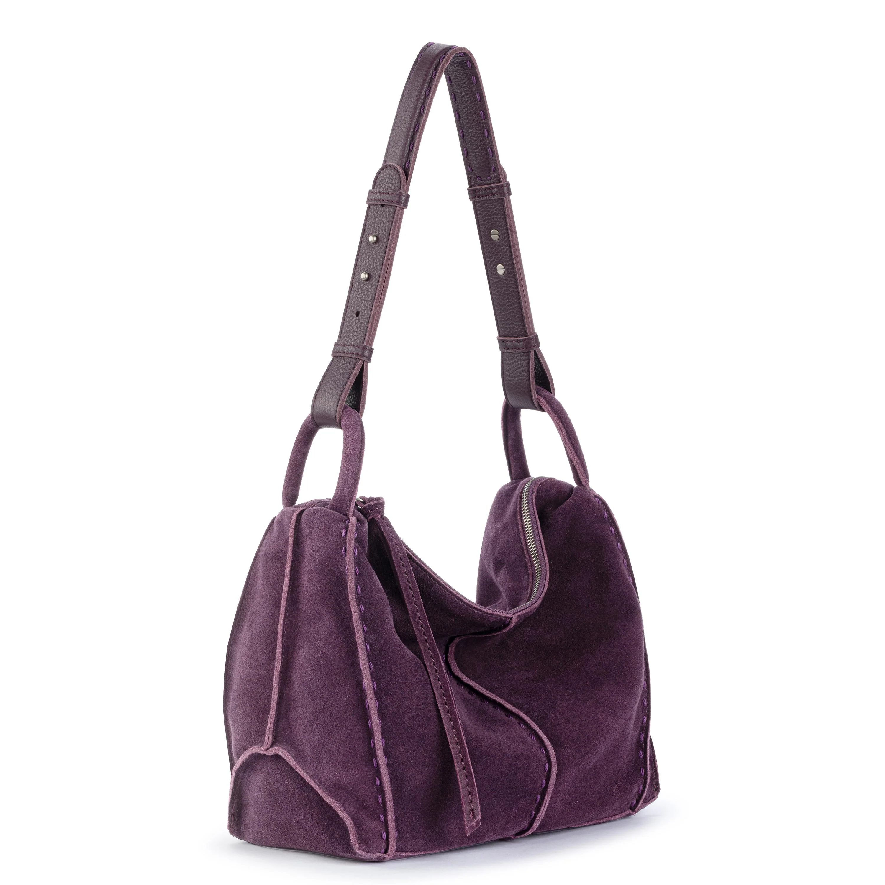 Los Feliz Hobo - Leather - Aubergine Suede - Image 3