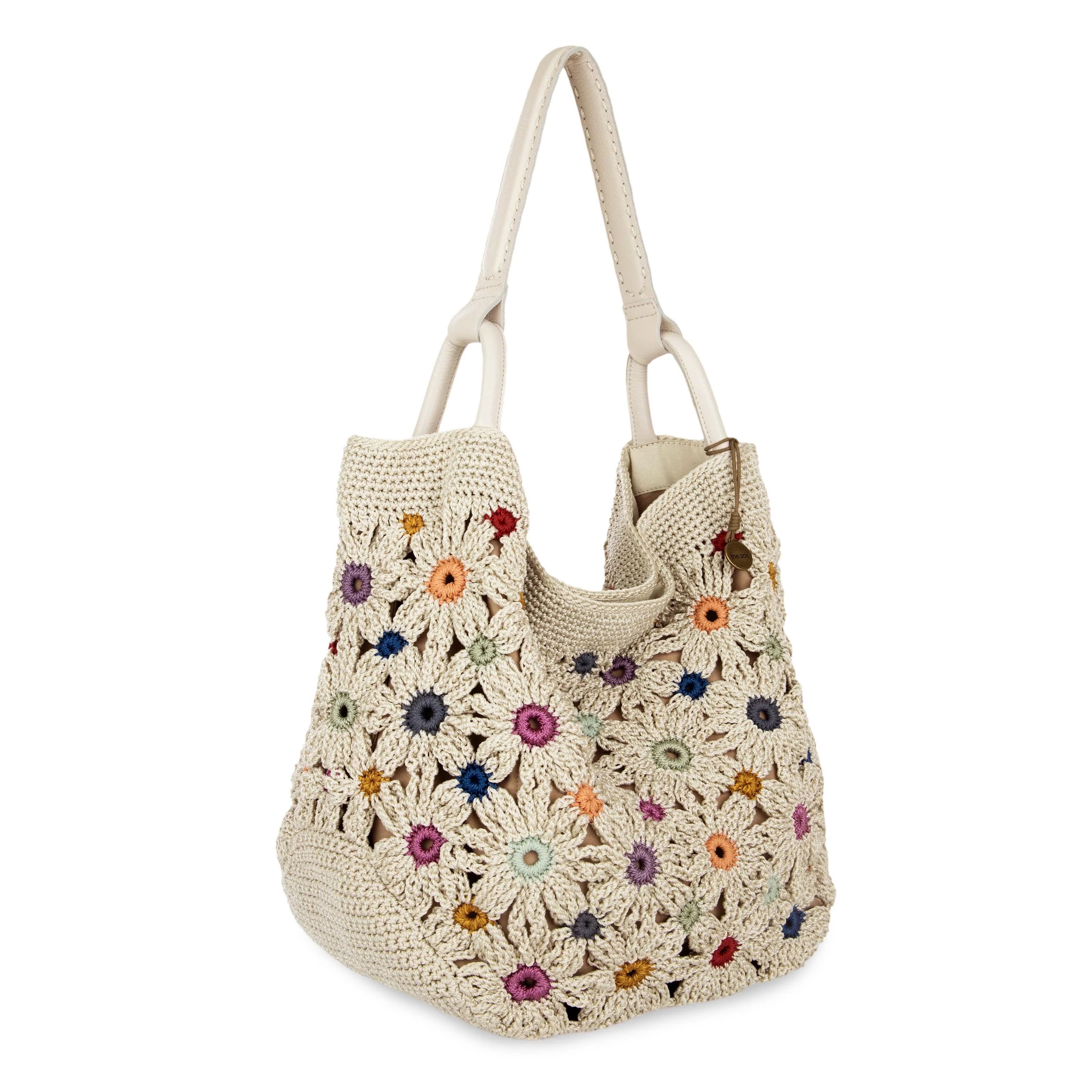 Los Feliz Large Tote - Hand Crochet - Natural Multi Flowers - Image 4