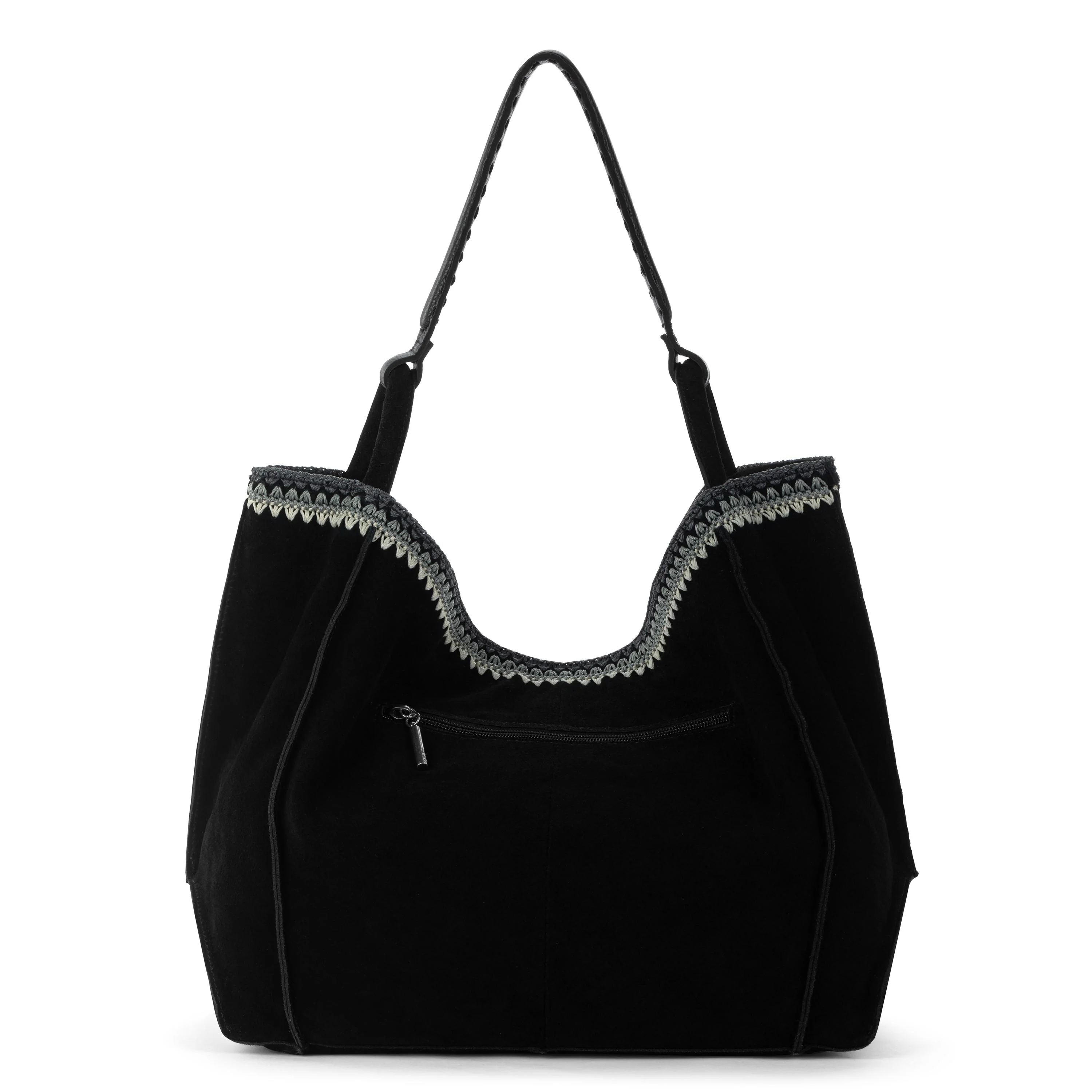 Los Feliz Large Tote - Leather - Black Suede Blanket Stitch - Image 4