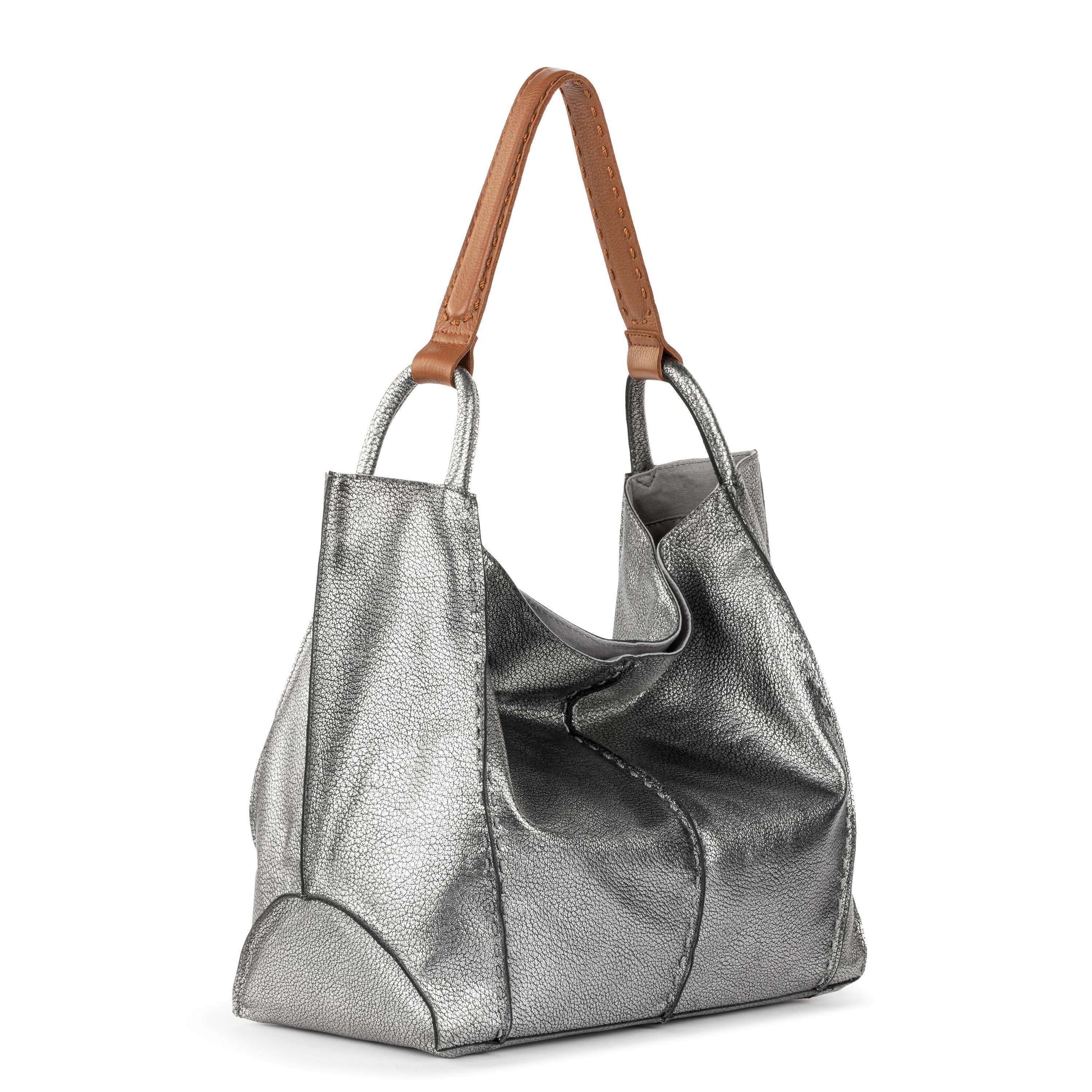 Los Feliz Large Tote - Leather - Dark Silver - Image 3