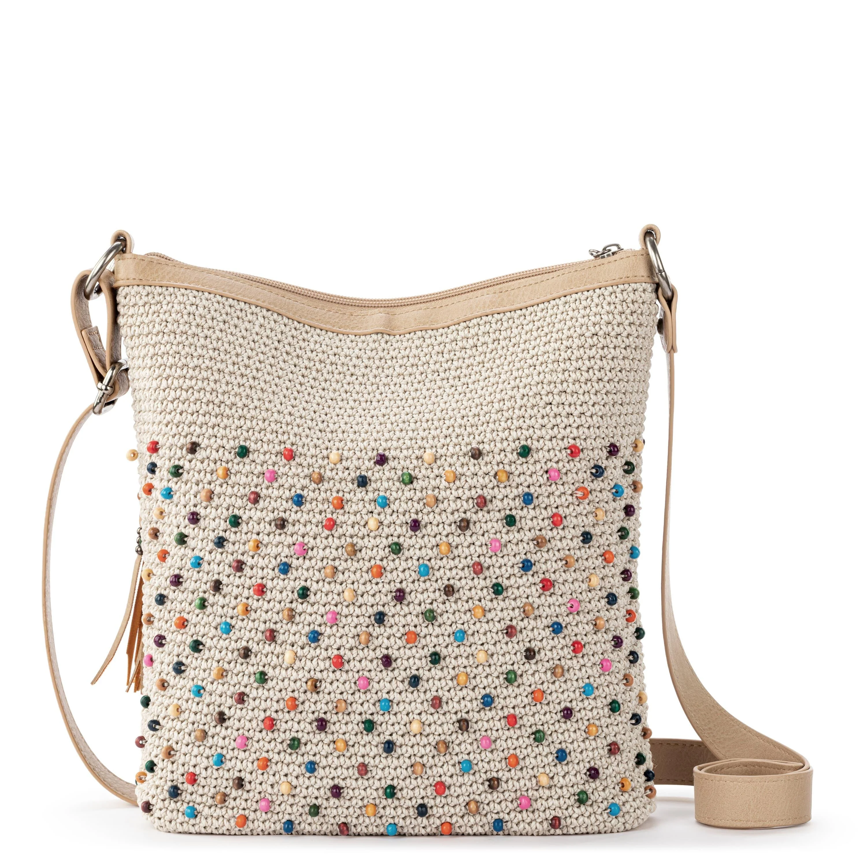 Lucia Crossbody - Hand Crochet - Ecru Multi Beads - Image 6