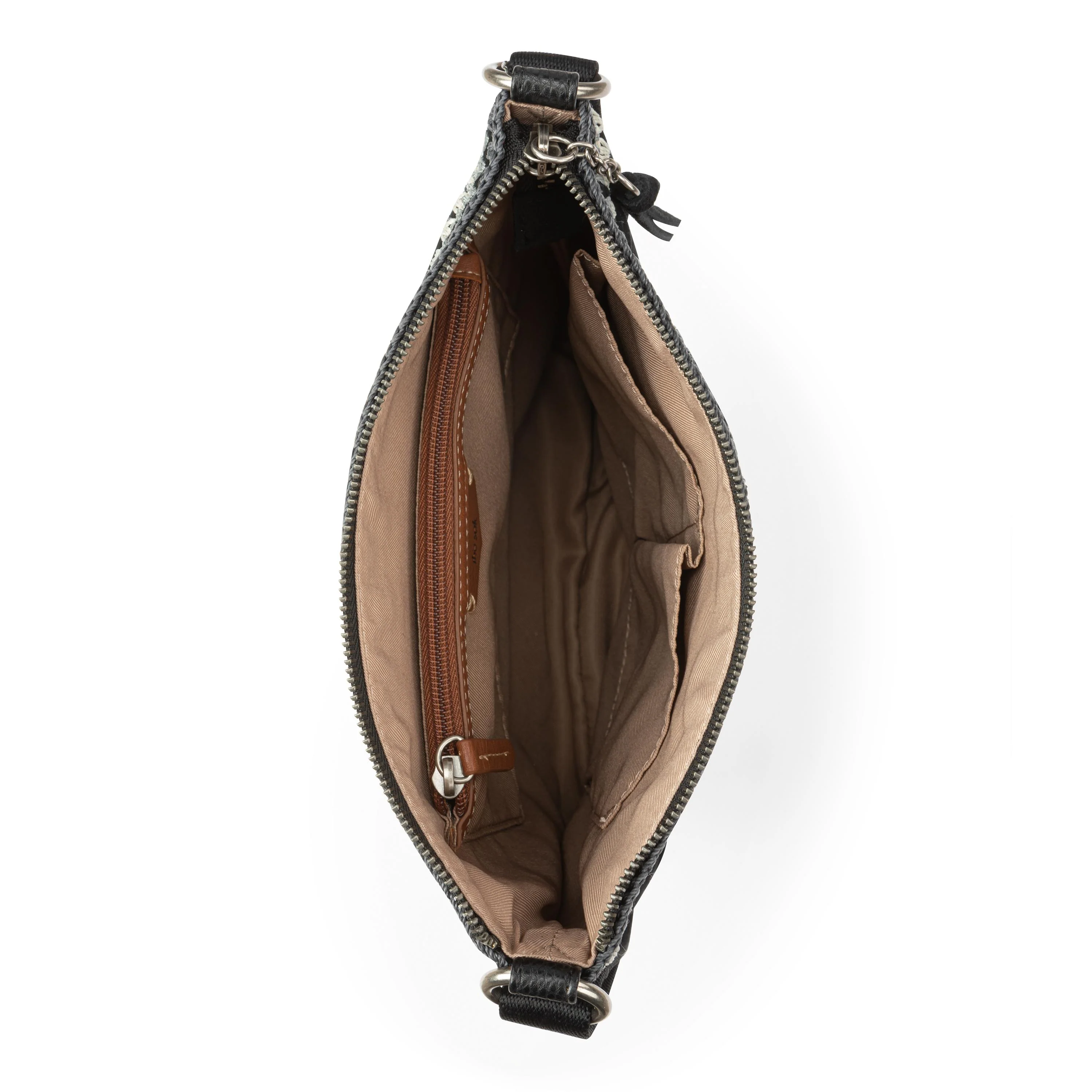 Lucia Crossbody - Leather - Black Suede Blanket Stitch - Image 5