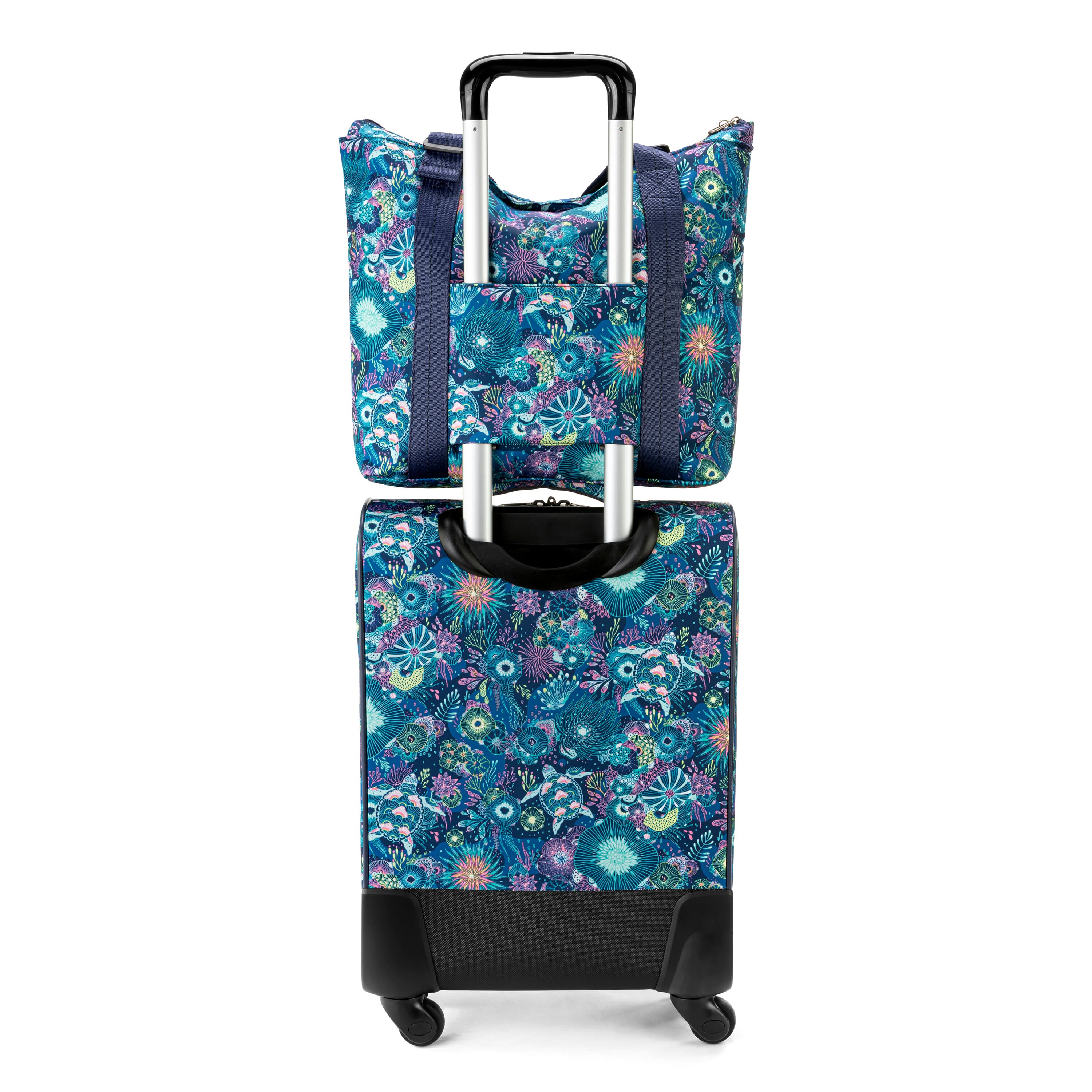 On The Go 21" Spinner Luggage Bundle - EcoTwill - Royal Blue Seascape - Image 5