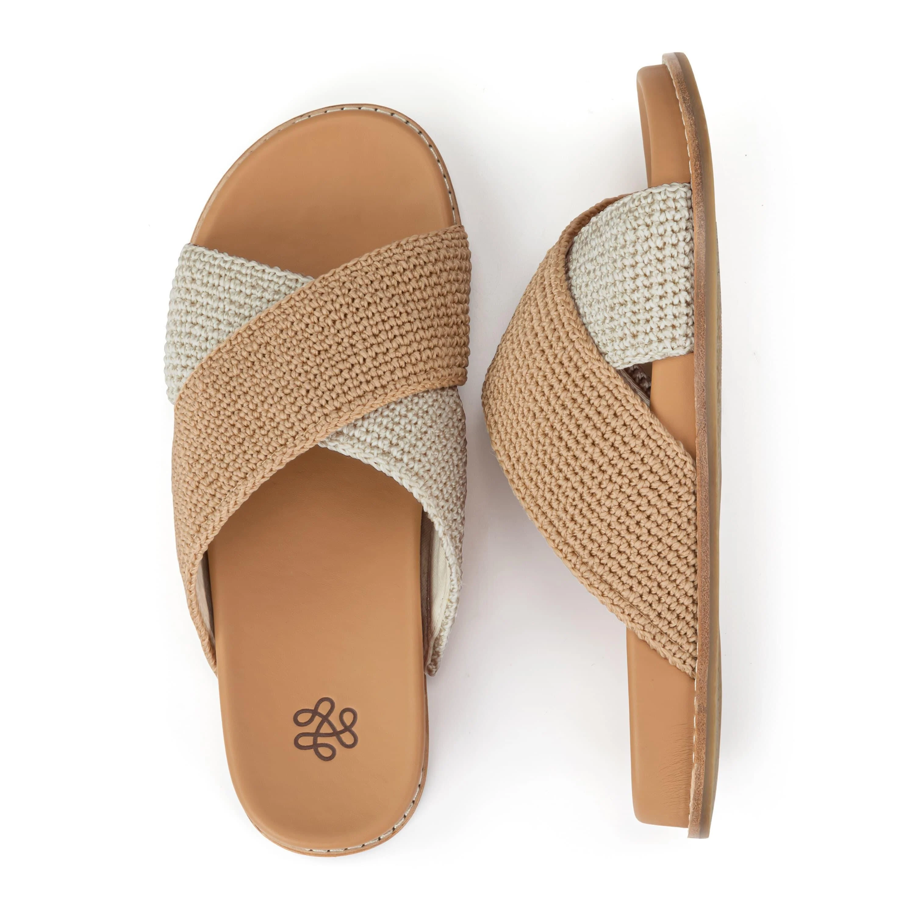 Penelope Sandal - Hand Crochet - Natural and Bamboo Block - Image 4