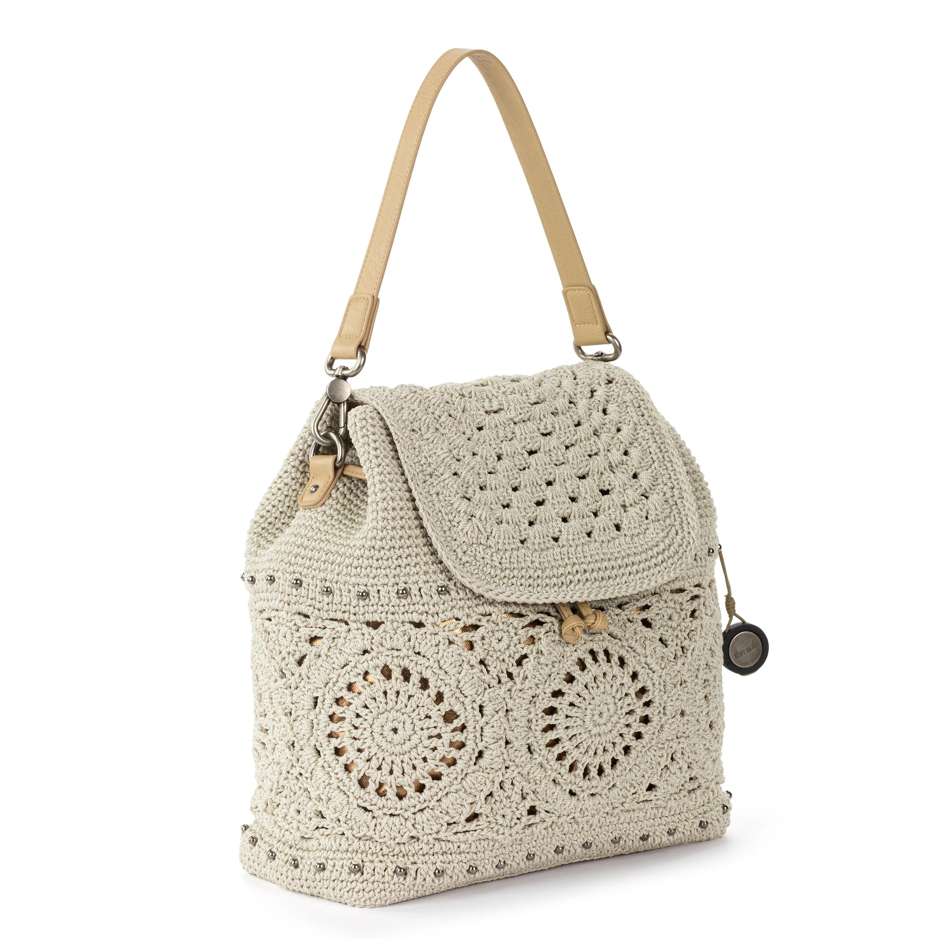 Sayulita Backpack - Hand Crochet - Natural Medallion - Image 4