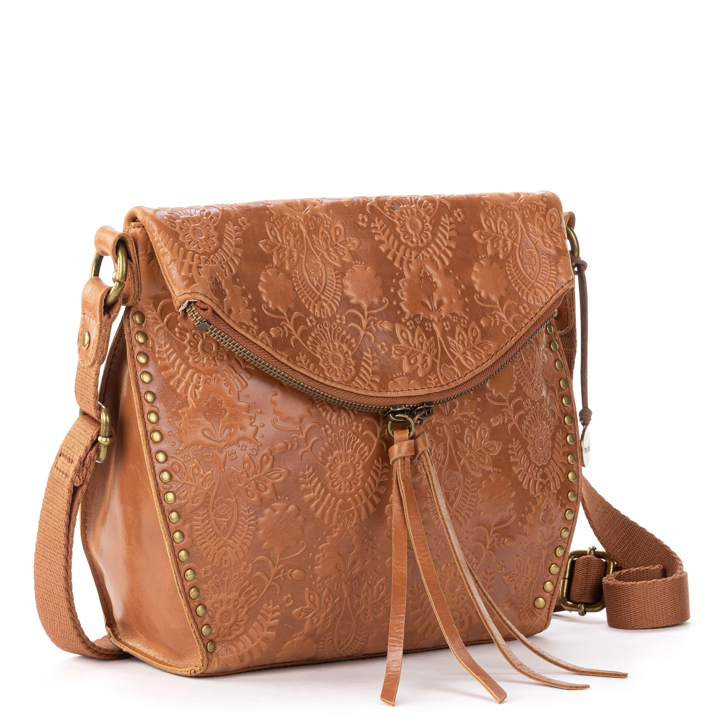 Silverlake Flap Crossbody - Leather - Tobacco Floral Embossed - Image 4
