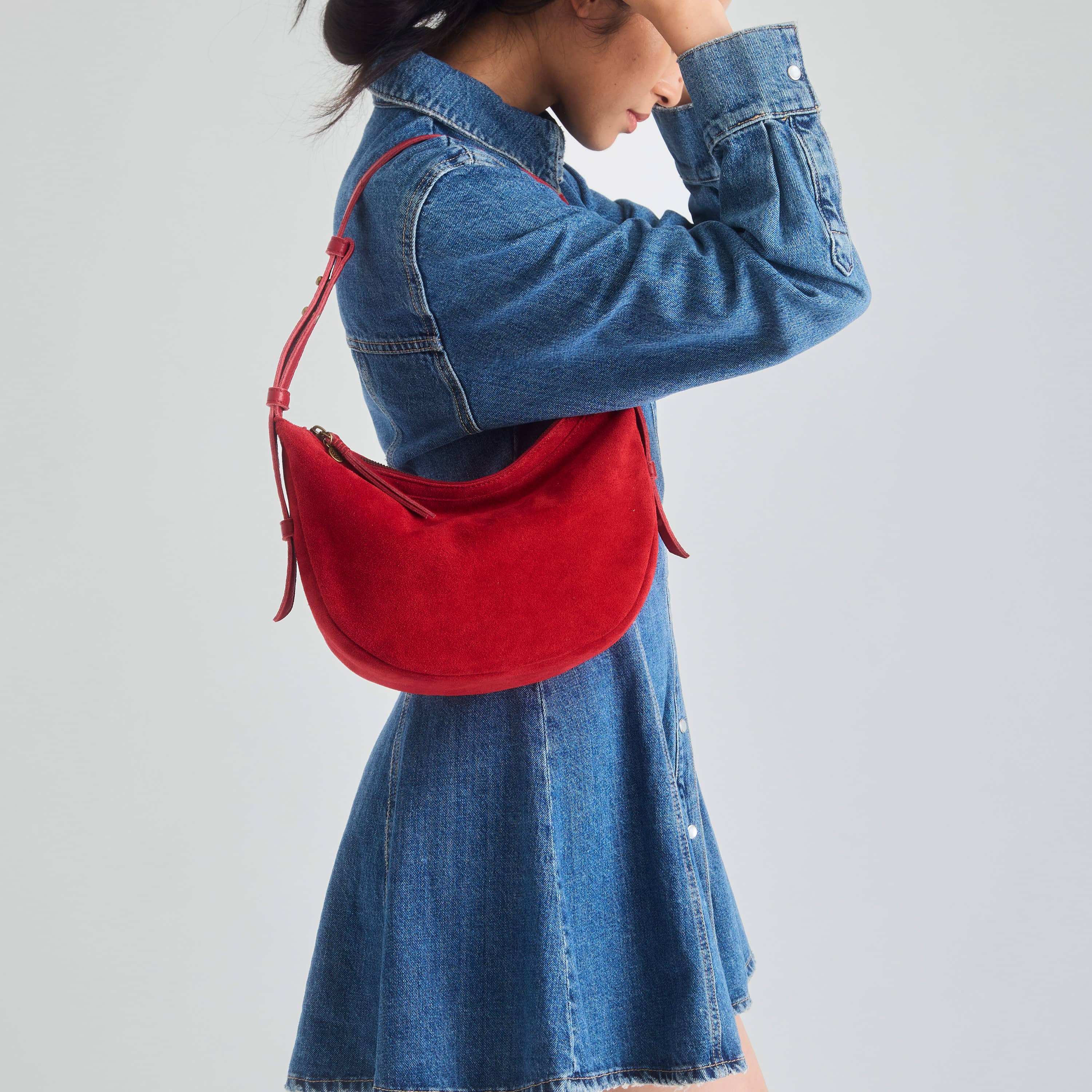 Tess Shoulder Bag - Leather - Scarlet Suede - Image 2